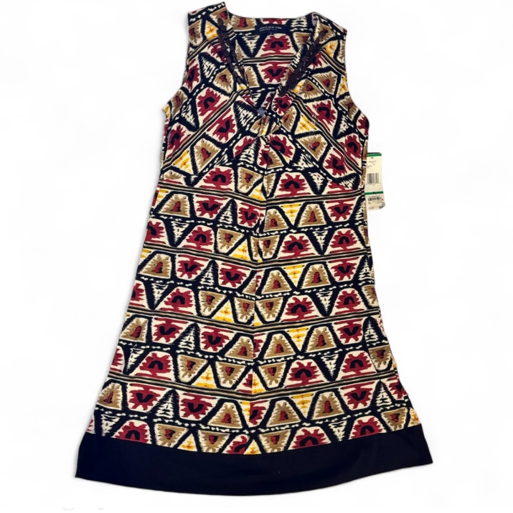 NWT Jones New York Multicolor Geometric Midi Dress Petite Large